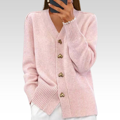 Adele | Cardigan Élégant à Boutons Cœur