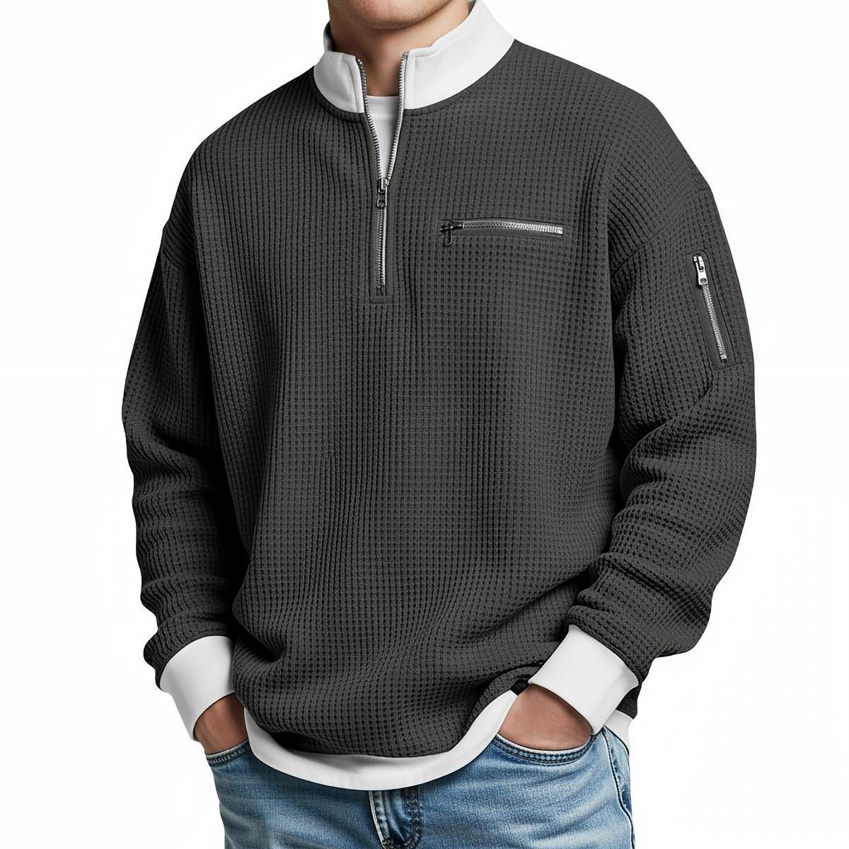 Daniel | Pull Gaufré Demi-Zip
