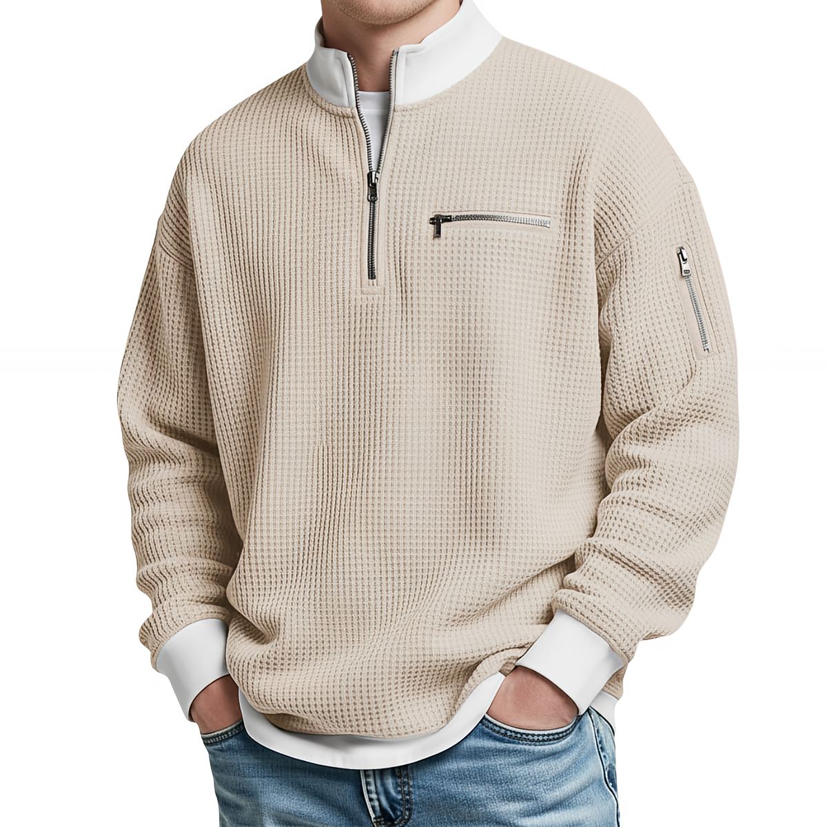 Daniel | Pull Gaufré Demi-Zip