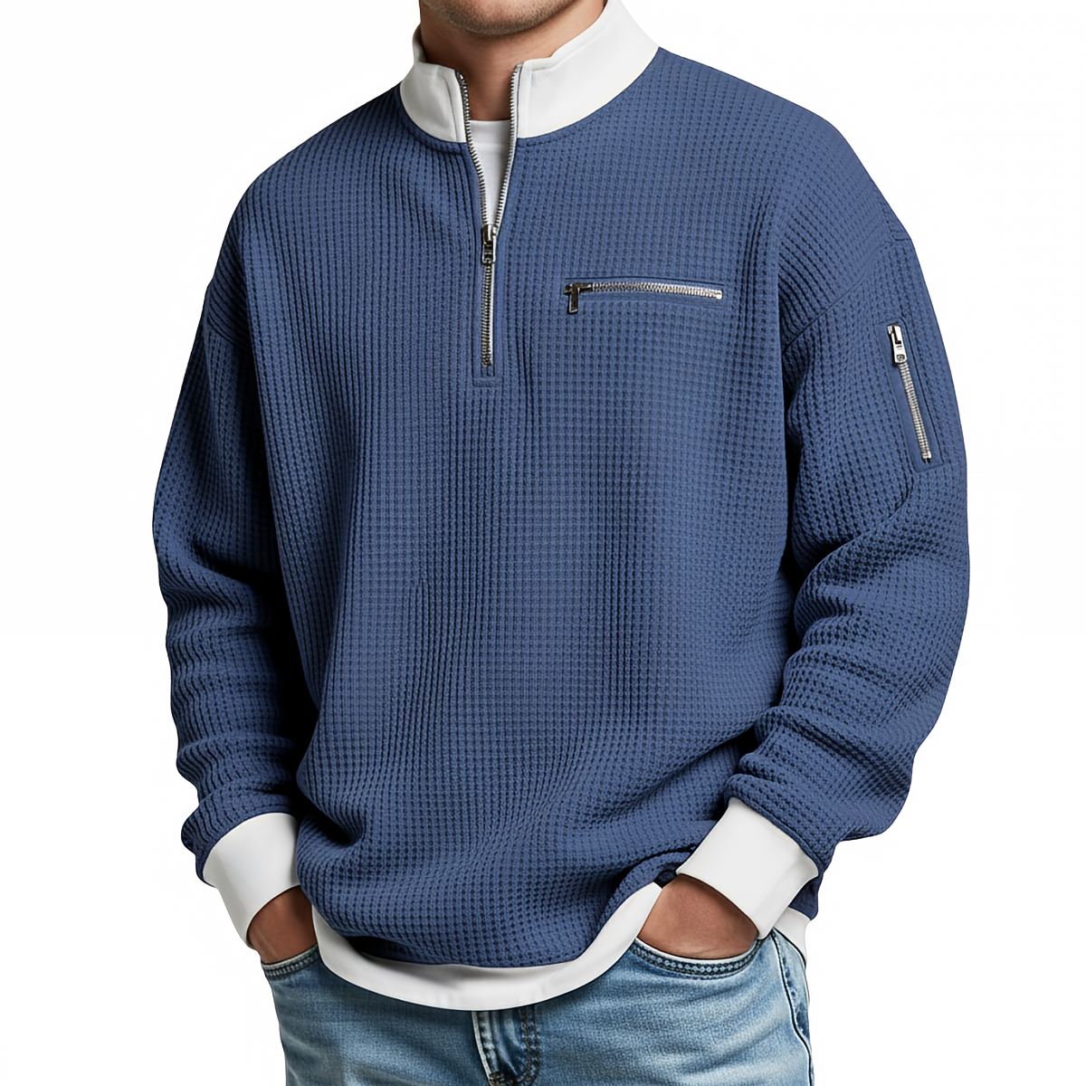 Daniel | Pull Gaufré Demi-Zip