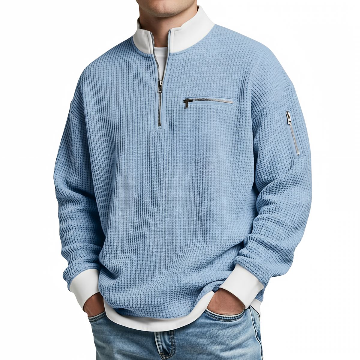 Daniel | Pull Gaufré Demi-Zip