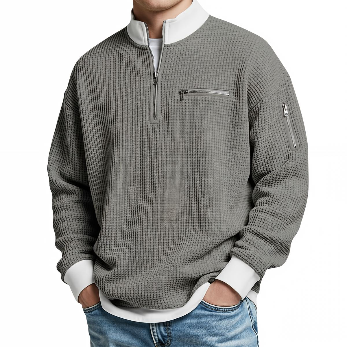 Daniel | Pull Gaufré Demi-Zip