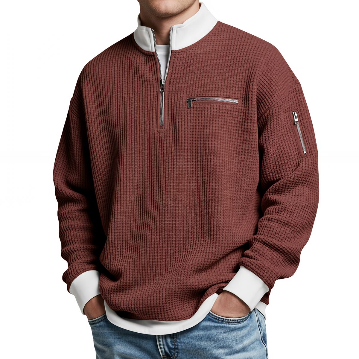 Daniel | Pull Gaufré Demi-Zip