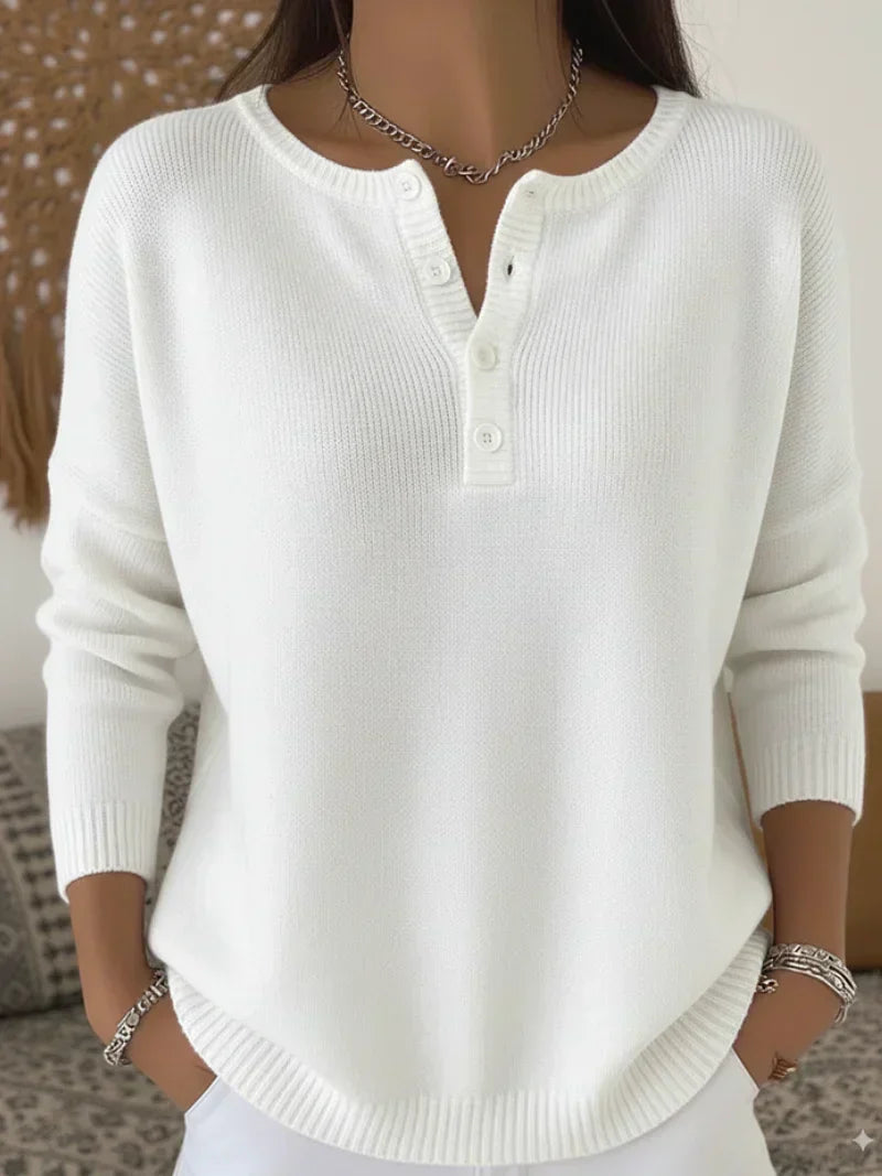 Ottavia | Pull Henley Vert Olive à Boutons