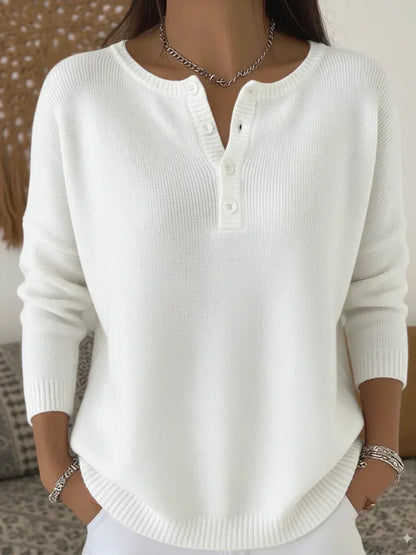 Ottavia | Pull Henley Vert Olive à Boutons