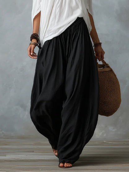 Ensemble Blanc avec Top Épaules Dénudées et Pantalon Lanterne Ample