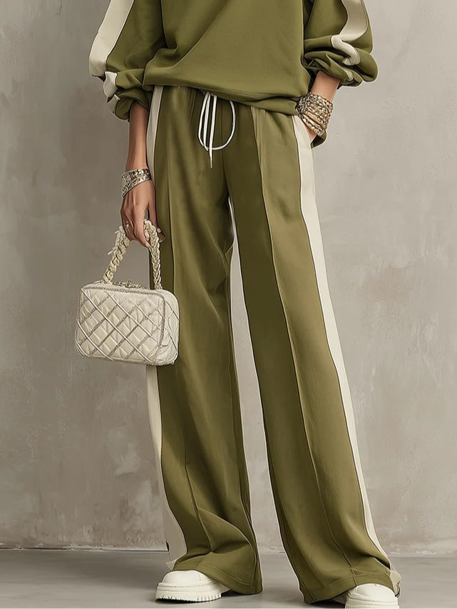 Sonia | Ensemble Sweat Vert Olive et Pantalon Large