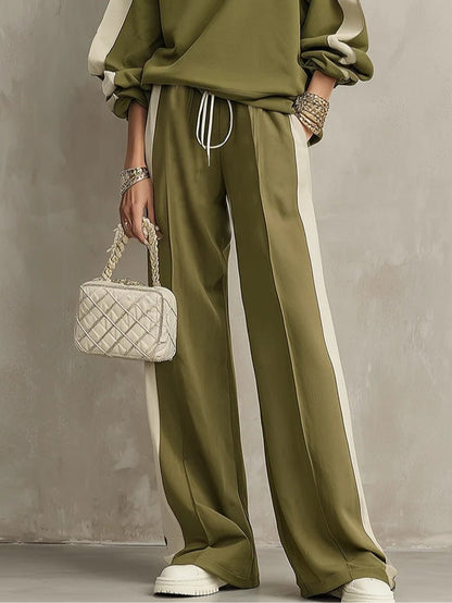 Sonia | Ensemble Sweat Vert Olive et Pantalon Large