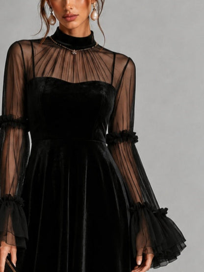Stefania | Robe Midi Plissée Velours et Tulle