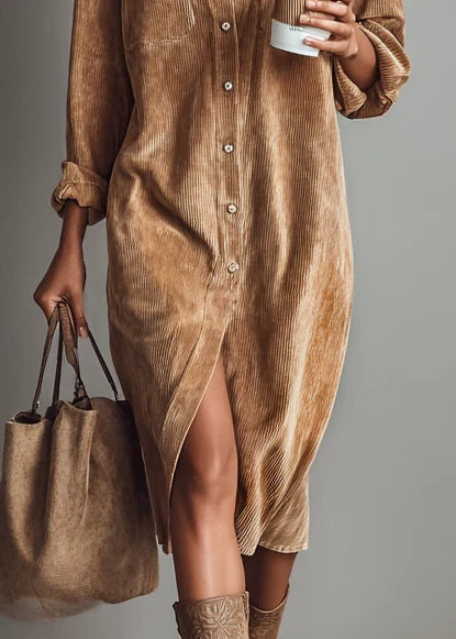 NIYARA | Robe chemise en velours côtelé