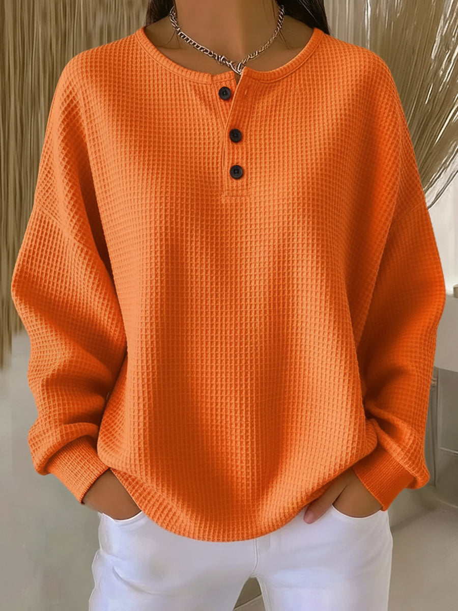 Marcella | Sweat Gaufré Henley Orange