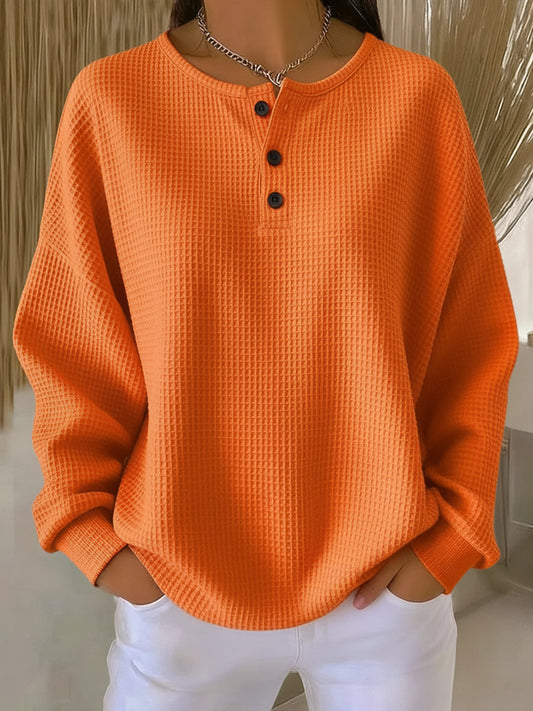 Marcella | Sweat Gaufré Henley Orange