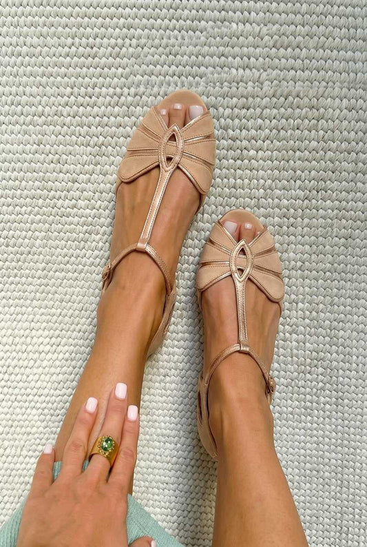 Sandales peep toe rétro à bride en T