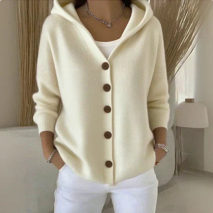 Vittoria | Cardigan Rose à Capuche et Boutons