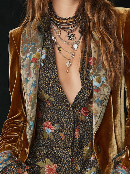 Marcelline | Blazer Patchwork Fleuri Vintage