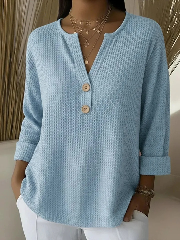 Teresa | Pull Henley à Boutons Lilas