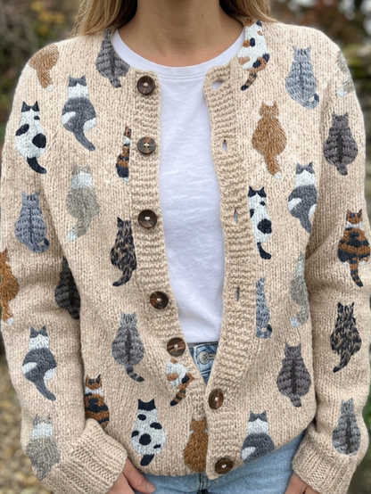 Filomena | Cardigan Confortable Imprimé Chats