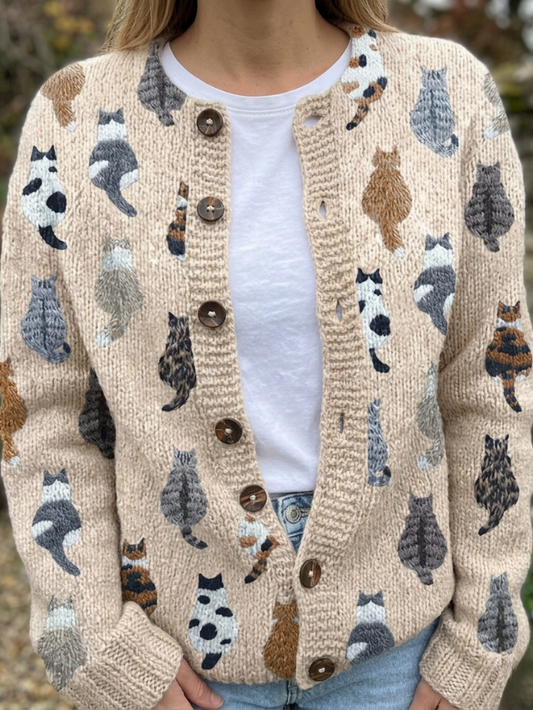 Filomena | Cardigan Confortable Imprimé Chats