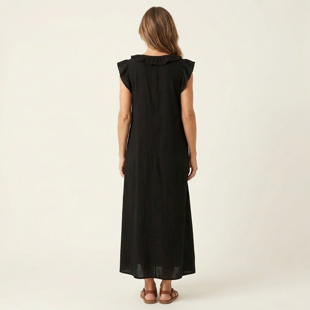 Mafalda | Robe Longue à Volants et Col en V