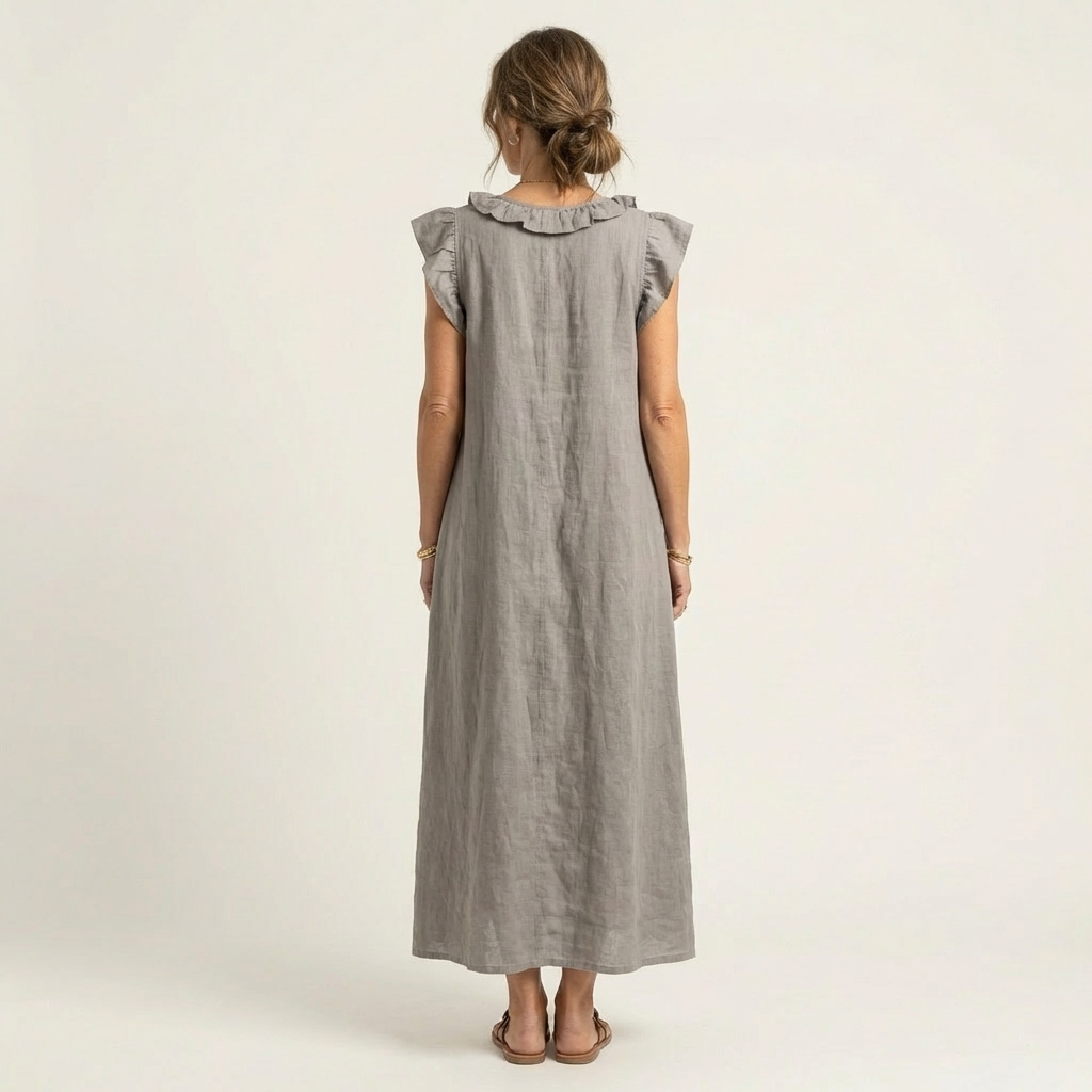 Mafalda | Robe Longue à Volants et Col en V