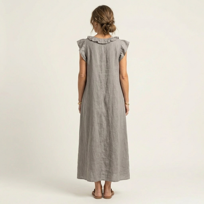 Mafalda | Robe Longue à Volants et Col en V