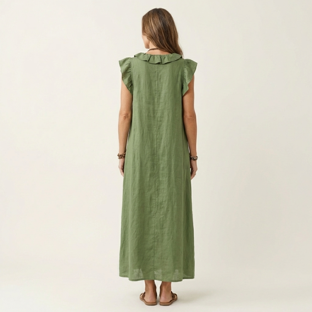 Mafalda | Robe Longue à Volants et Col en V