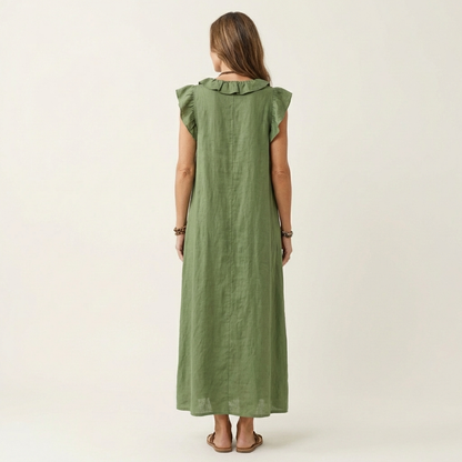 Mafalda | Robe Longue à Volants et Col en V