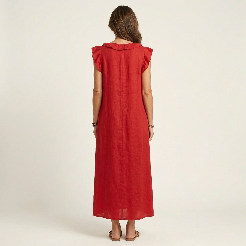 Mafalda | Robe Longue à Volants et Col en V