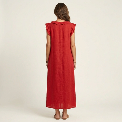 Mafalda | Robe Longue à Volants et Col en V