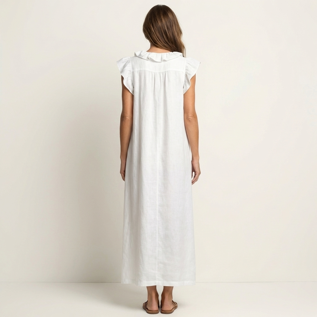 Mafalda | Robe Longue à Volants et Col en V