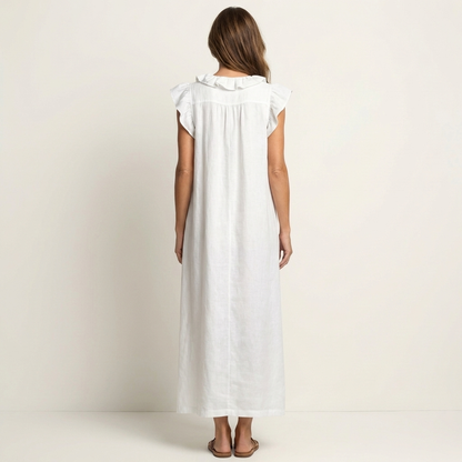 Mafalda | Robe Longue à Volants et Col en V