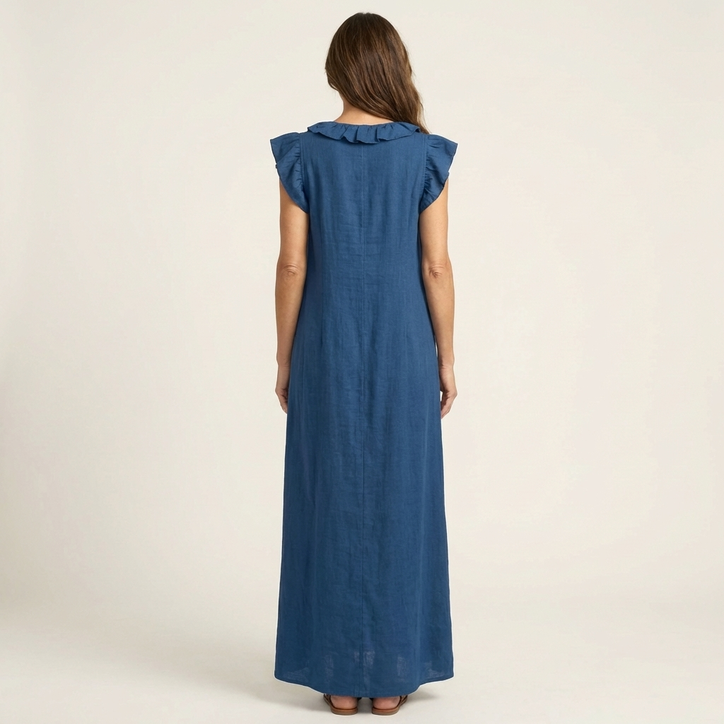 Mafalda | Robe Longue à Volants et Col en V