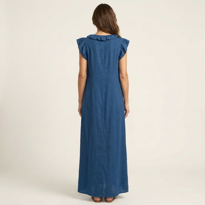 Mafalda | Robe Longue à Volants et Col en V