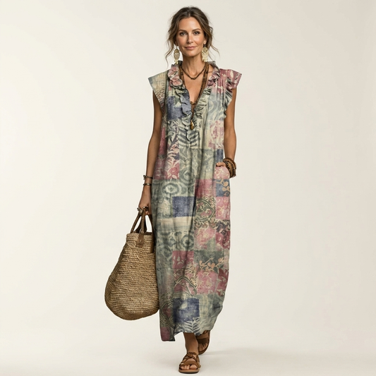 Vanda | Robe Longue à Volants et Col en V