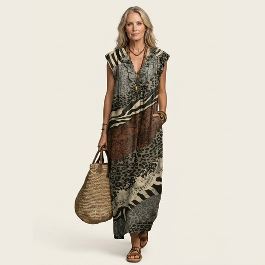 Assunta | Robe Longue à Volants et Col en V