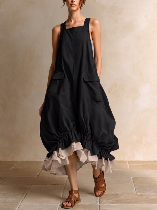 Daniela | Robe Midi Ballon à Poches et Volants
