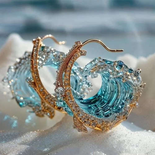 Sara | Boucles d'Oreilles Vagues de la Mer
