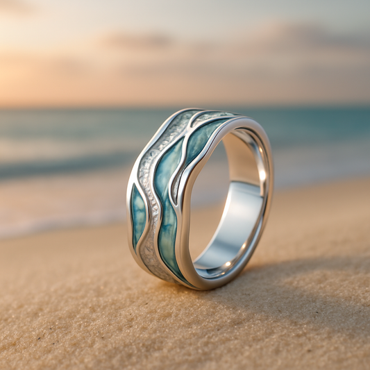 Lucia | Bague Vagues Turquoise en Argent