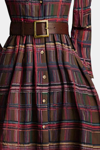 Eustellia | Robe Longue à Carreaux Esprit Ethnique Rétro