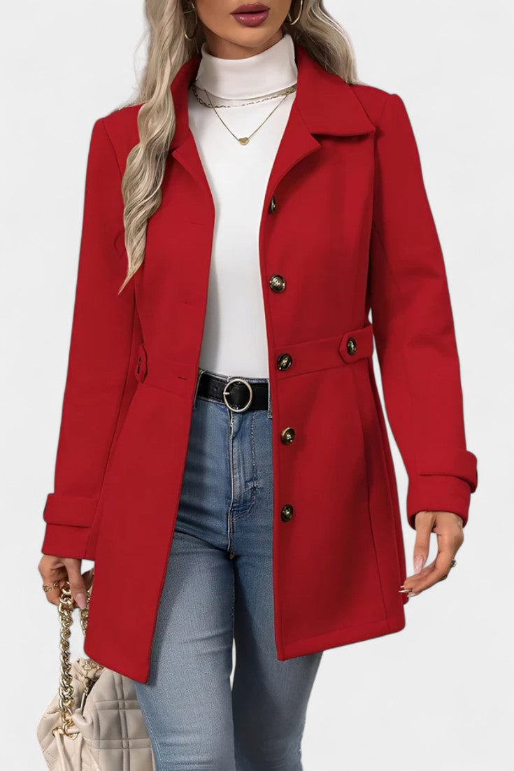 Cléophée | Manteau Mi-Long Élégant à Ceinture Ajustable