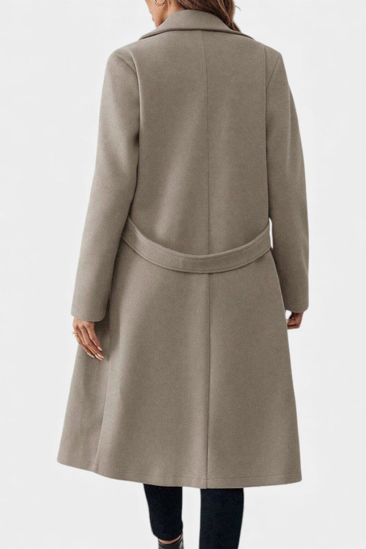Hédia | Manteau Croisé Mi-Long à Revers Classiques