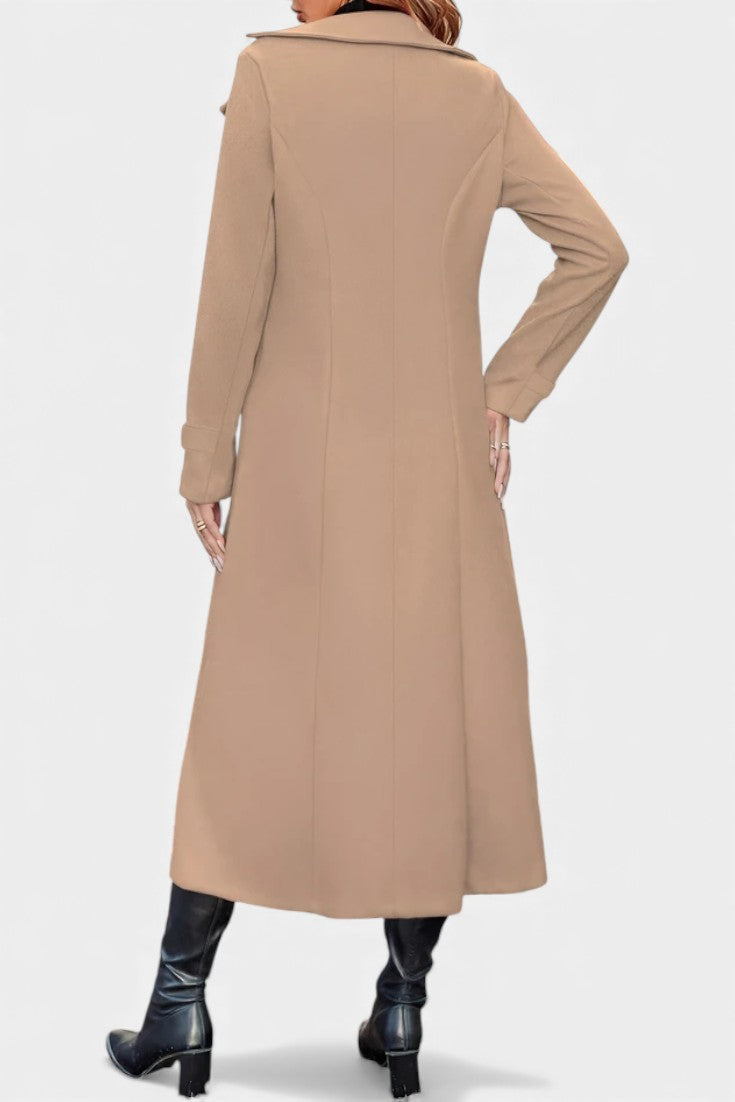 Naïssa | Manteau Long Croisé à Revers Crantés