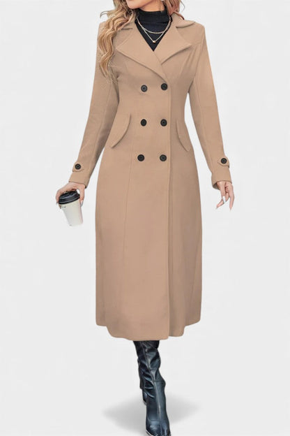Naïssa | Manteau Long Croisé à Revers Crantés