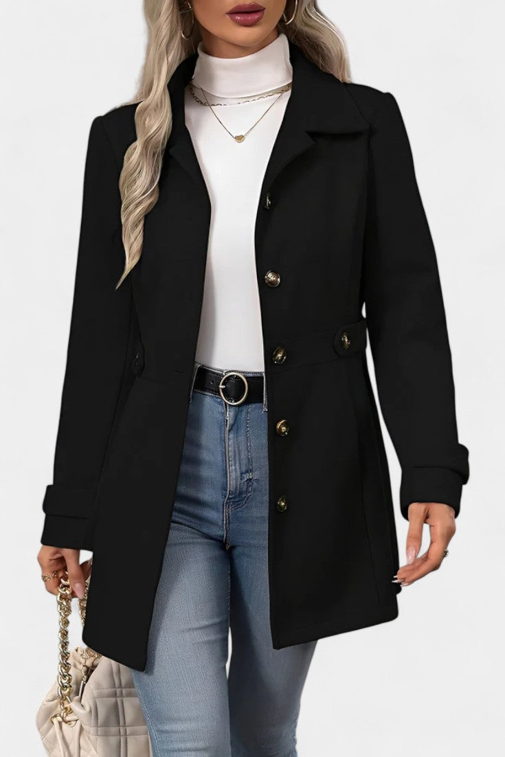 Cléophée | Manteau Mi-Long Élégant à Ceinture Ajustable