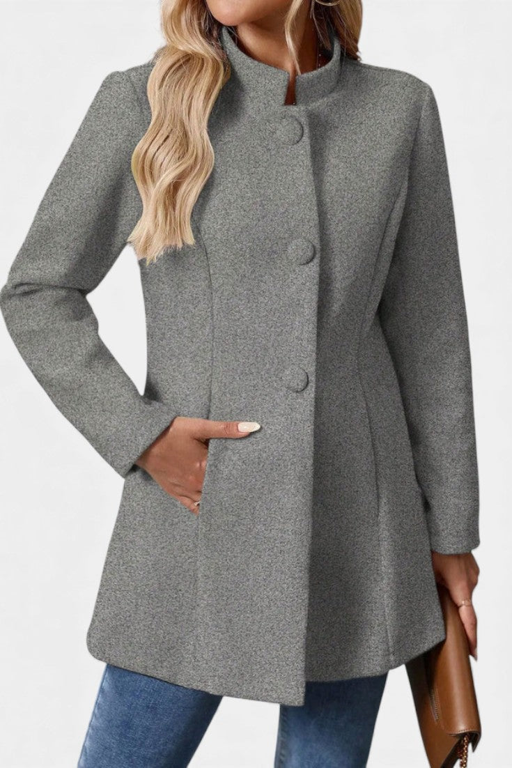 Lyana | Manteau Caban à Col Montant et Manches Longues