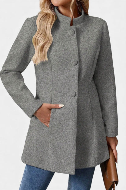Lyana | Manteau Caban à Col Montant et Manches Longues