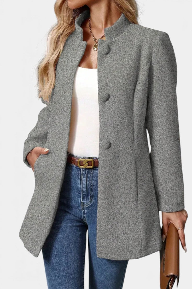 Lyana | Manteau Caban à Col Montant et Manches Longues