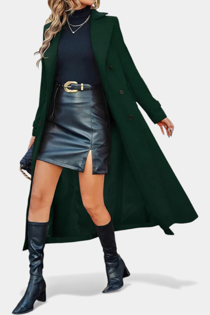 Naïssa | Manteau Long Croisé à Revers Crantés