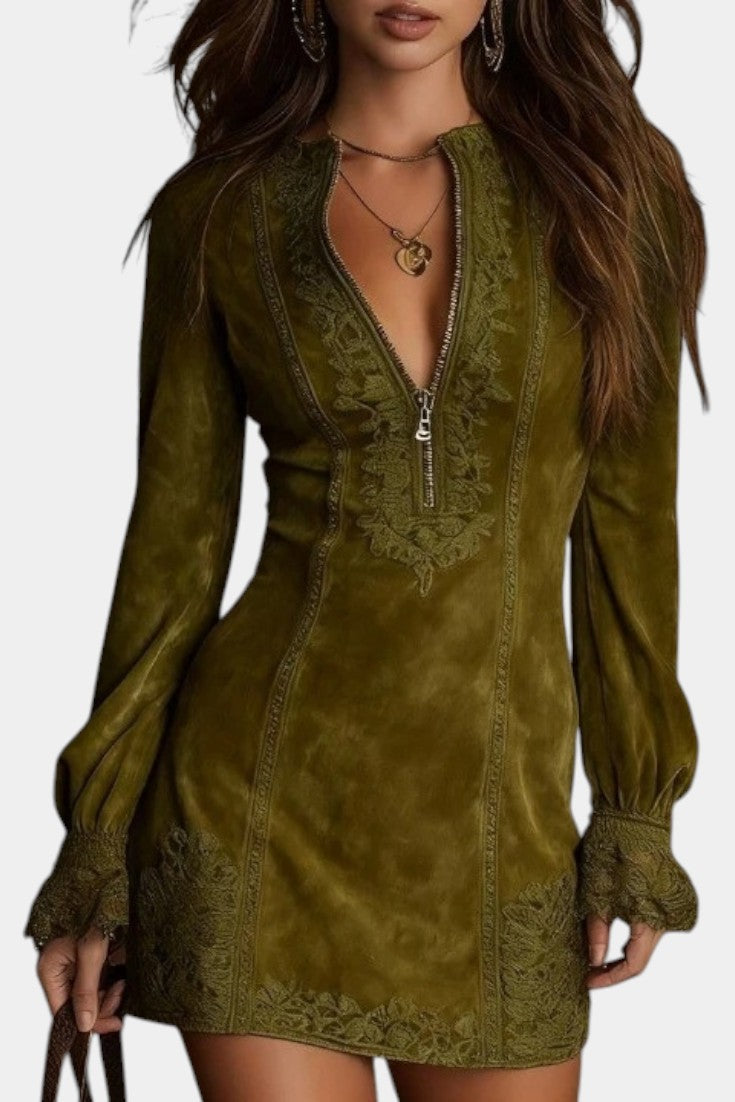 Vivencia | Robe Courte Ajustée à Dentelle Raffinée
