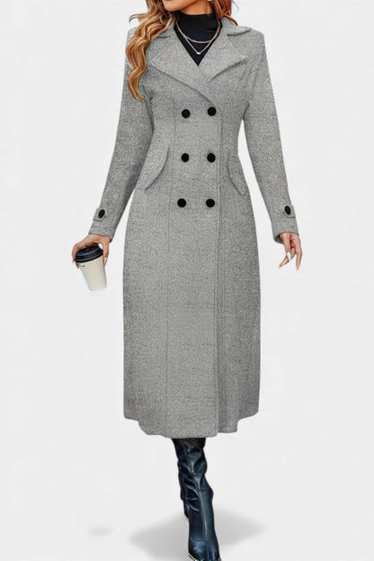 Naïssa | Manteau Long Croisé à Revers Crantés